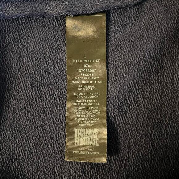 Reclaimed Vintage Hooding in Blue/Maroon/Yellow Size L48 - Picture 6 of 6